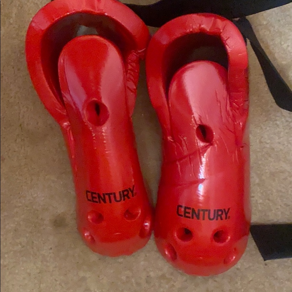 Century sparring foot guards red